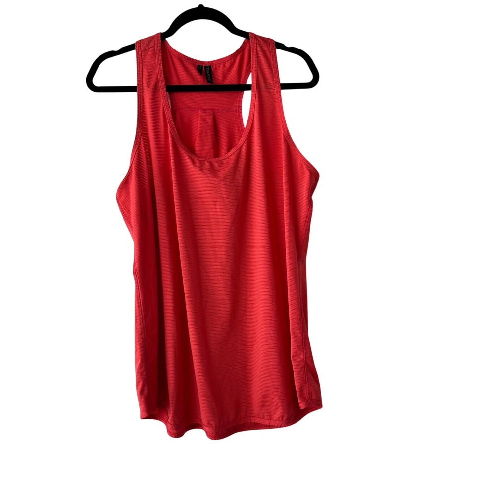 Maurices Womens Coral Red Mesh Racerback Active Tank Top Size 1 Scoop Neck